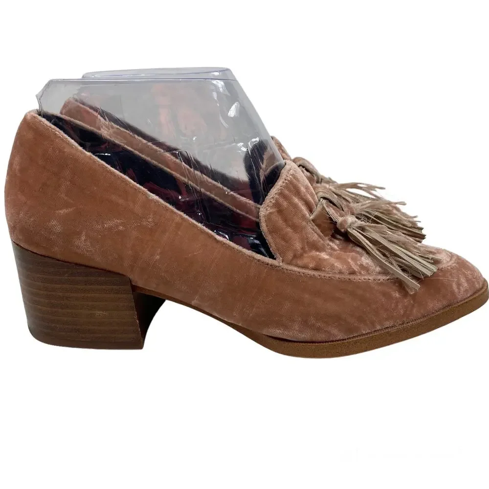 Rebecca Minkoff Edie Heels Blush Suede Velvet Tassel Loafer Pump 7 1/2 M 5182134